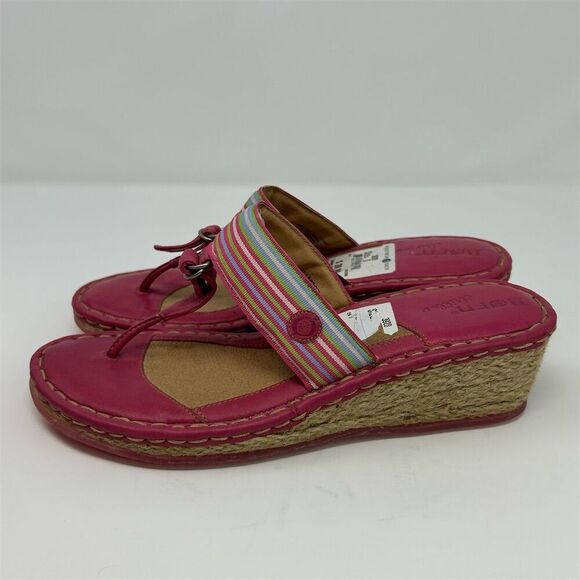 Born Women's Espadrille Wedge Slip On Thong Sandals Pink Size 8 Summer Casual - Picture 7 of 14